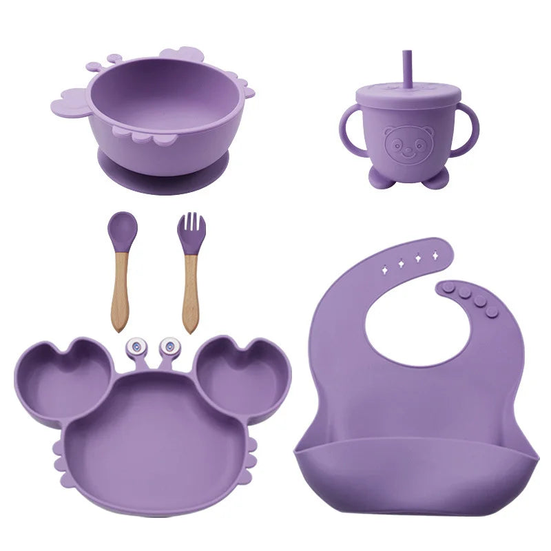 8-piece Crab Silicone Baby Utensils | Feeding Set