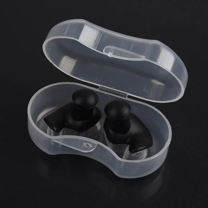 Without nose clip White Black Silicone Ear Plugs And Nose Clip Set