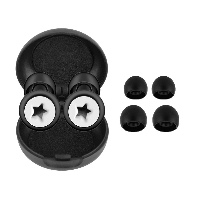 matte Black Black 1 Pair Silicone Earplugs with Multiple Earcups