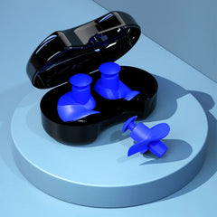 Blue Soft Silicone Swimming Earplug with Case