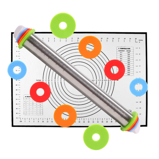 Rolling Pin with Silicone Thickness Rings