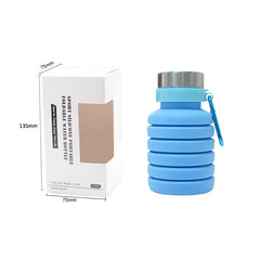 Blue Expandable Silicone Water Bottle for Sports