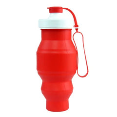 Red 500ml Silicone Foldable Water Bottle for Sports