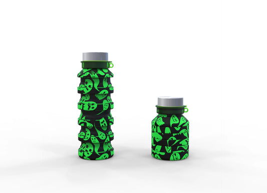 plain Green BPA free Silicone Foldable Water Bottle