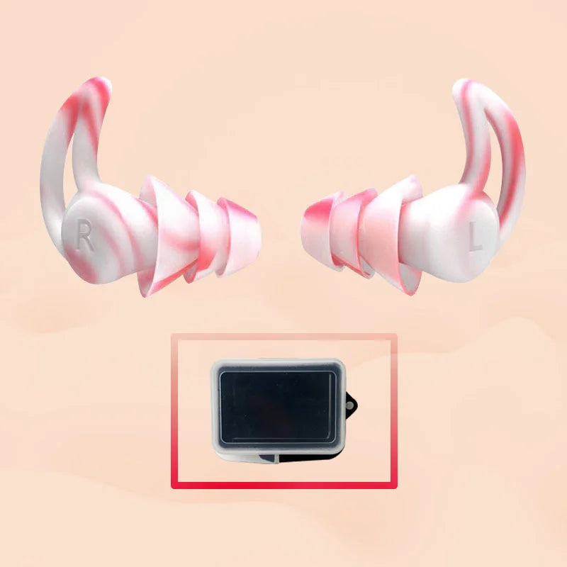 Pink Silicone Earplugs for Sleeping with Sleep Mask