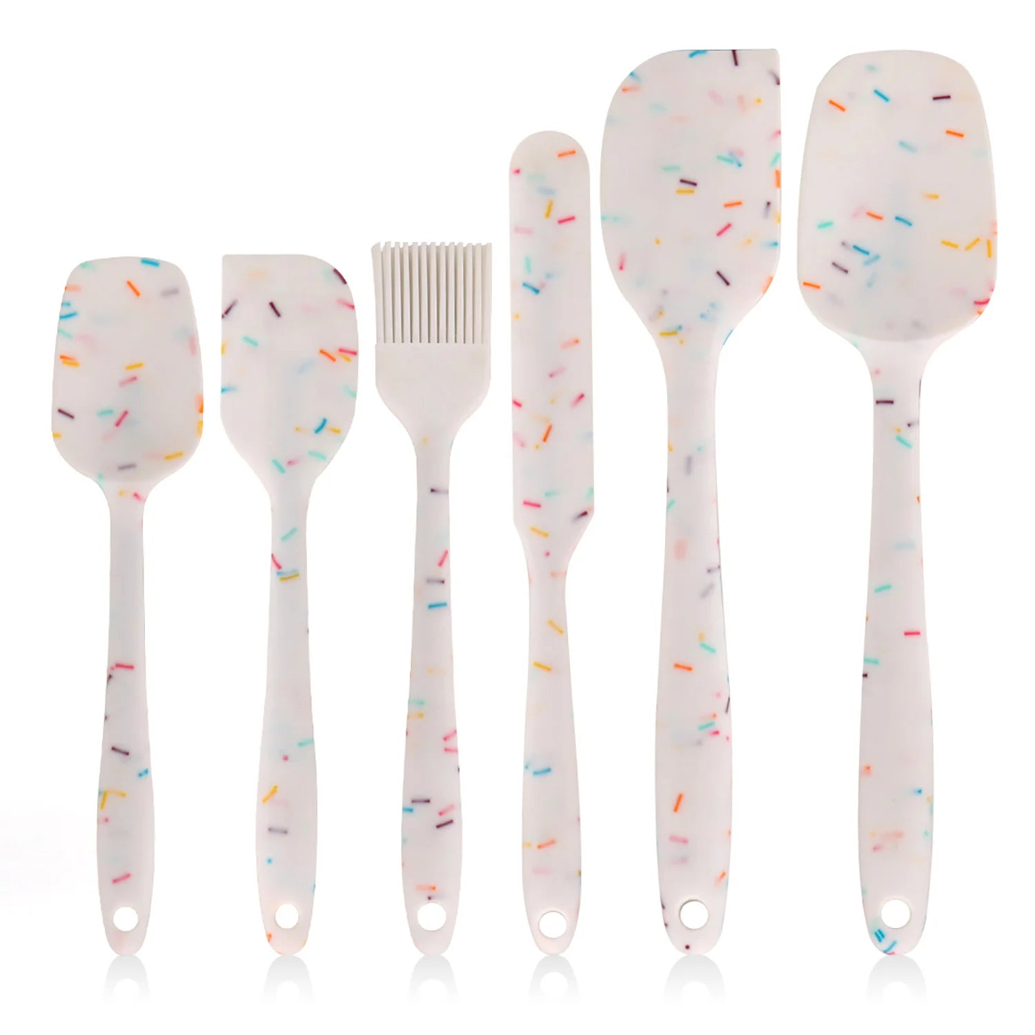 White 6x Kitchen Silicone Spatula Set