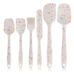 White 6x Kitchen Silicone Spatula Set