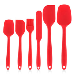 Red 6x Kitchen Silicone Spatula Set