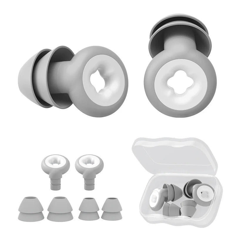 Gray Silicone Sleep Ear Plug With Ear Cap