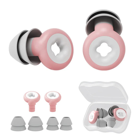 Pink Silicone Sleep Ear Plug With Ear Cap