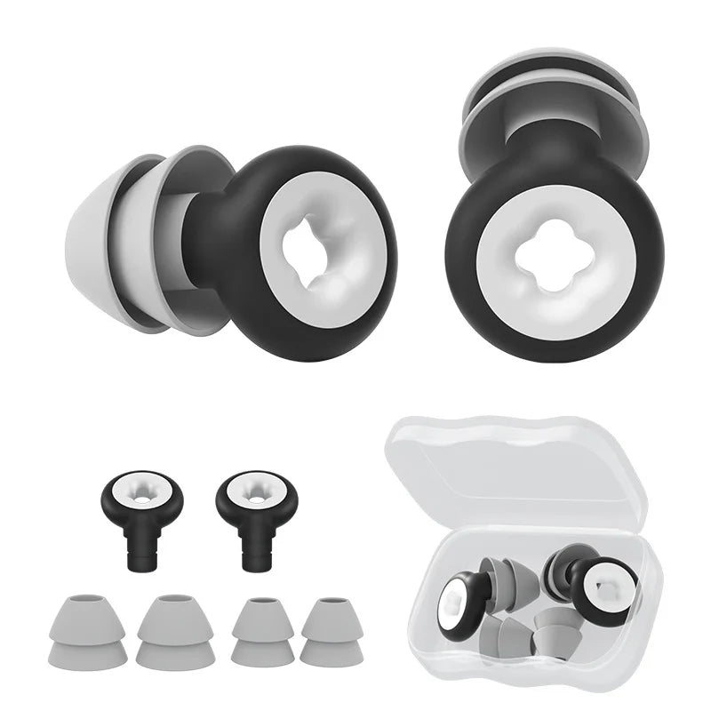 Black Silicone Sleep Ear Plug With Ear Cap