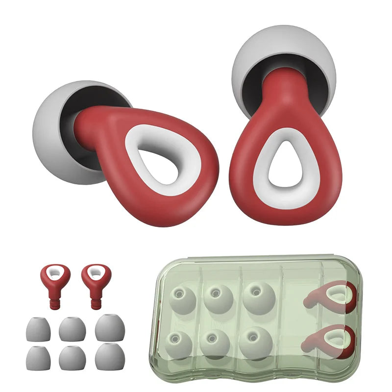 Burgundy Flexible Silicone Earplugs for Noise Reduction