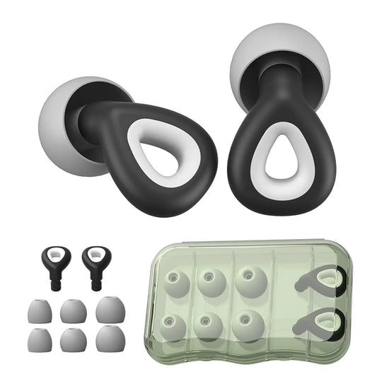 Black Flexible Silicone Earplugs for Noise Reduction