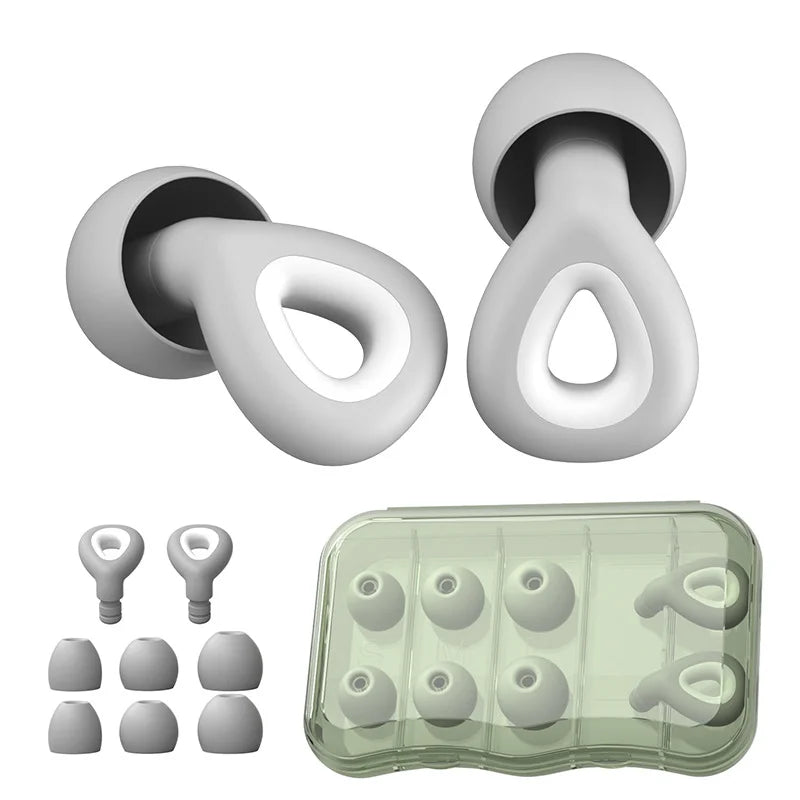 Gray Flexible Silicone Earplugs for Noise Reduction