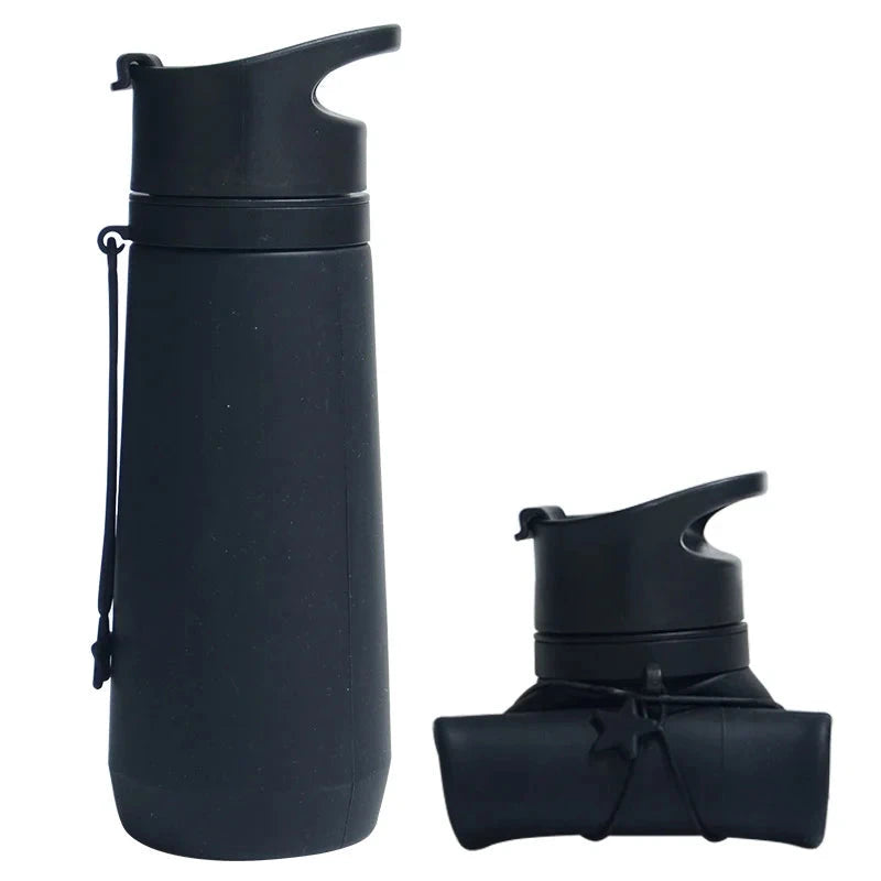 Black Style 6 750ml Silicone Travel Water Bottle