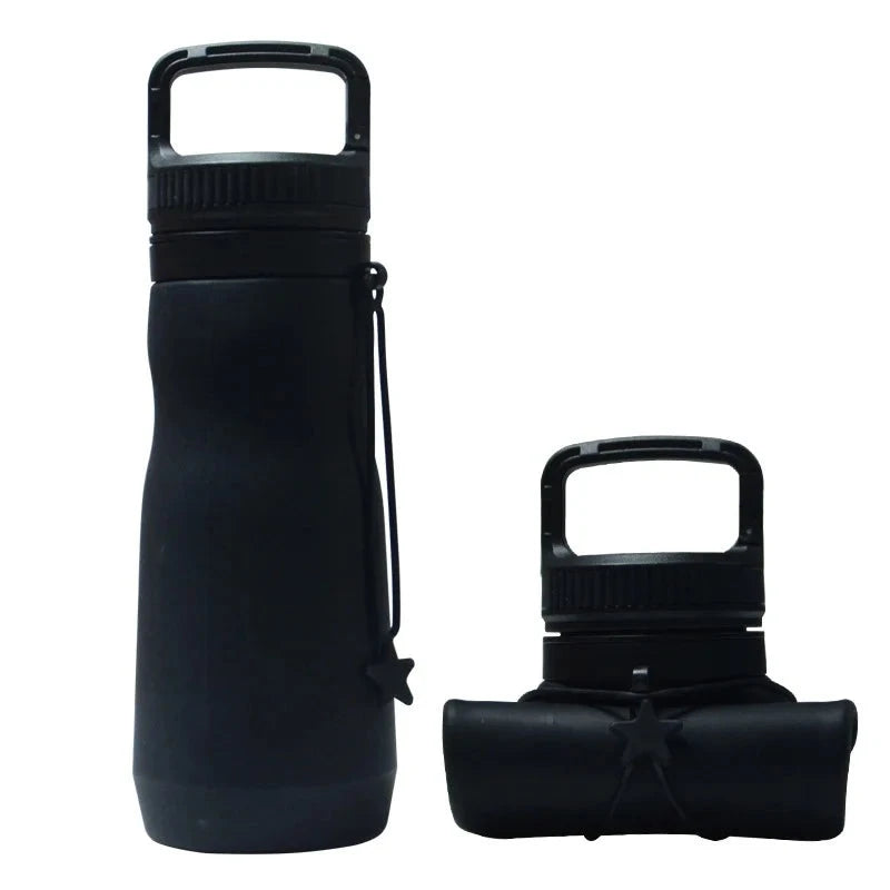 Black Style 3 750ml Silicone Travel Water Bottle