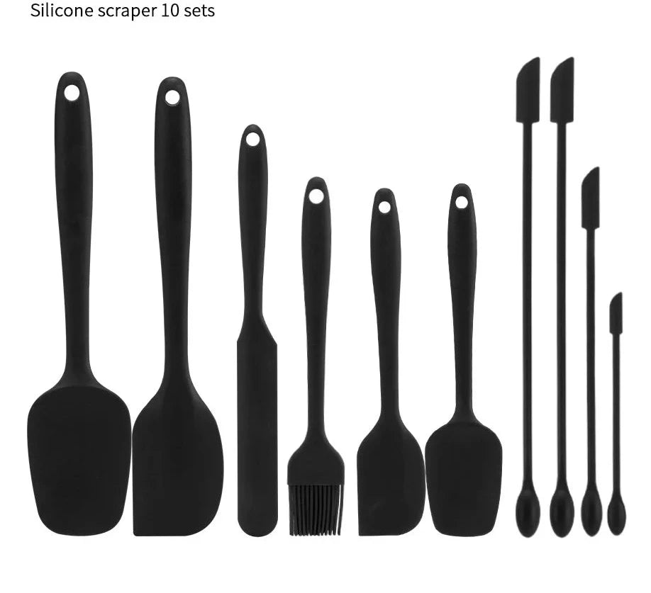 Black 10pcs Non-Stick Silicone Kitchen Baking Utensil