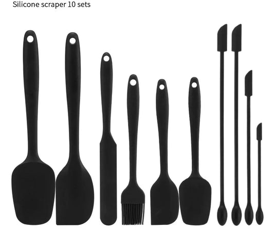 Black 10pcs Non-Stick Silicone Kitchen Baking Utensil