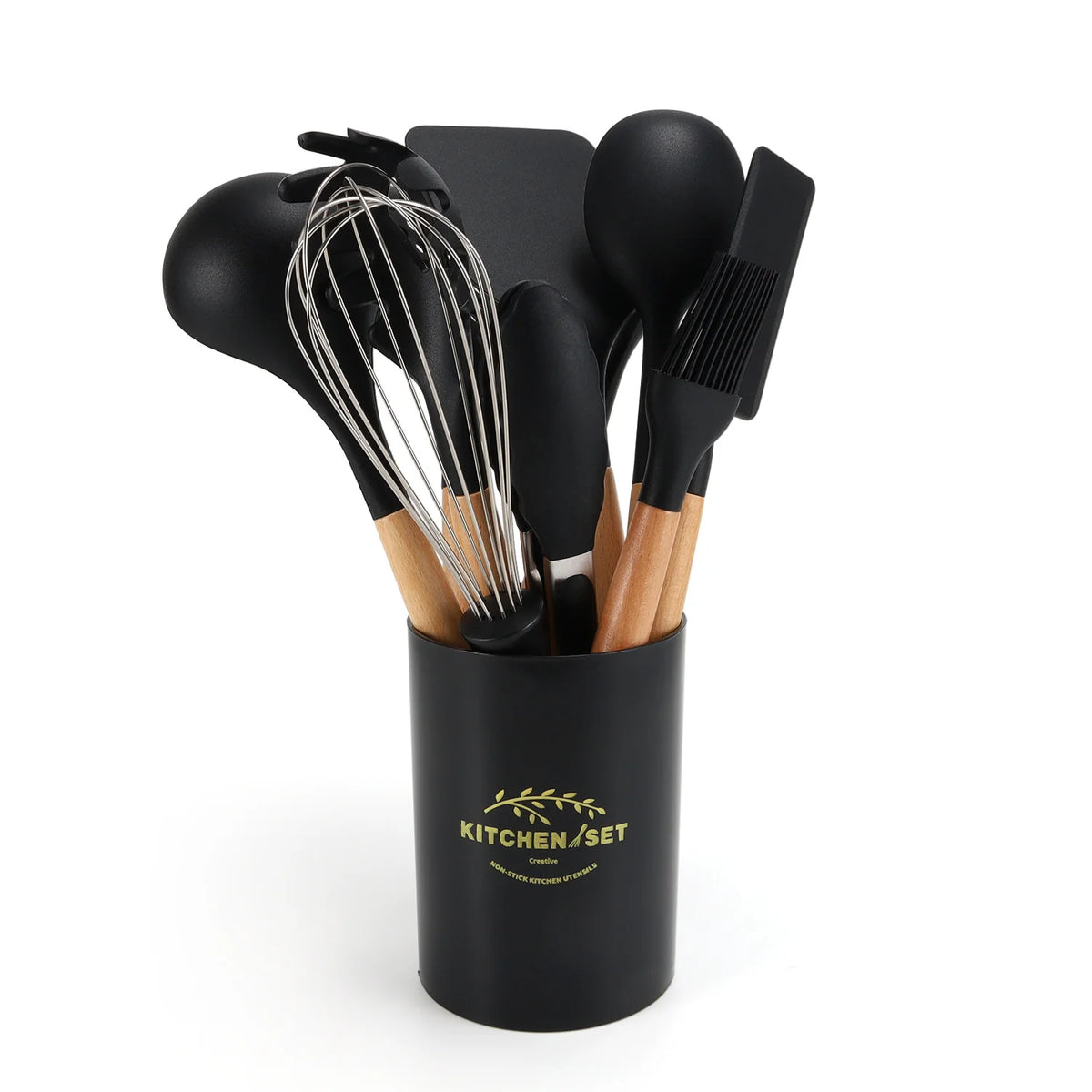 Black Non-Stick Silicone Cooking Utensil Set