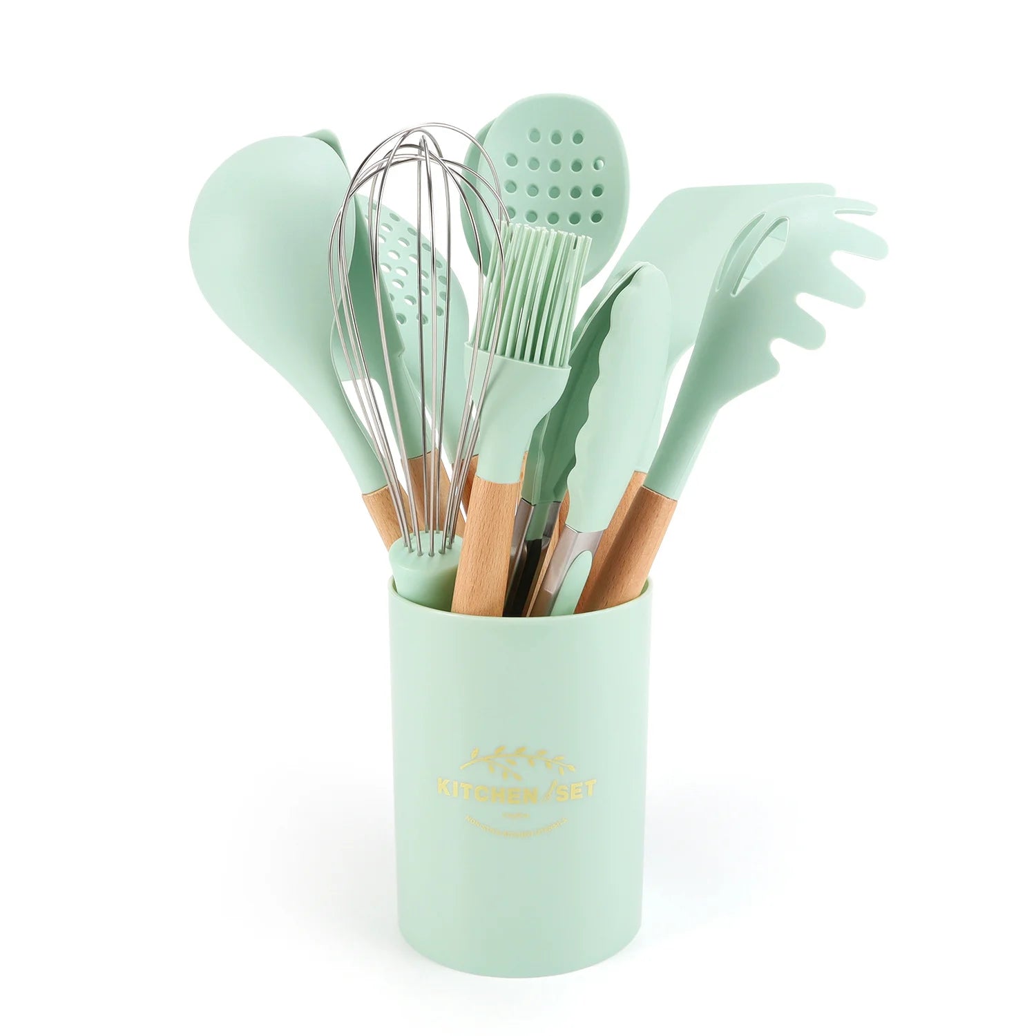 Green Non-Stick Silicone Cooking Utensil Set