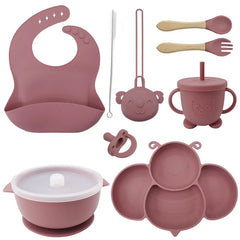 9-piece silicone bibs and bowl set