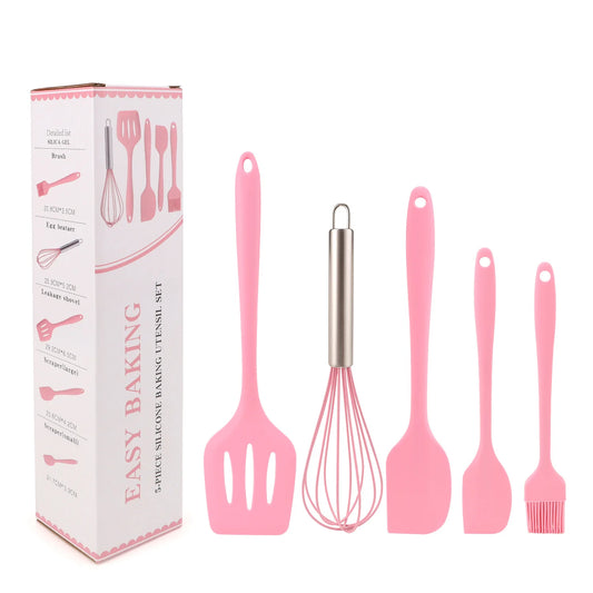 Pink 5-piece Kitchen Baking Tools Spatula Set