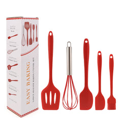 Red 5-piece Kitchen Baking Tools Spatula Set