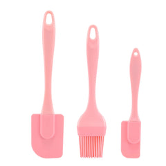 Pink 3 pcs Silicone Cream Scrapers Spatulas