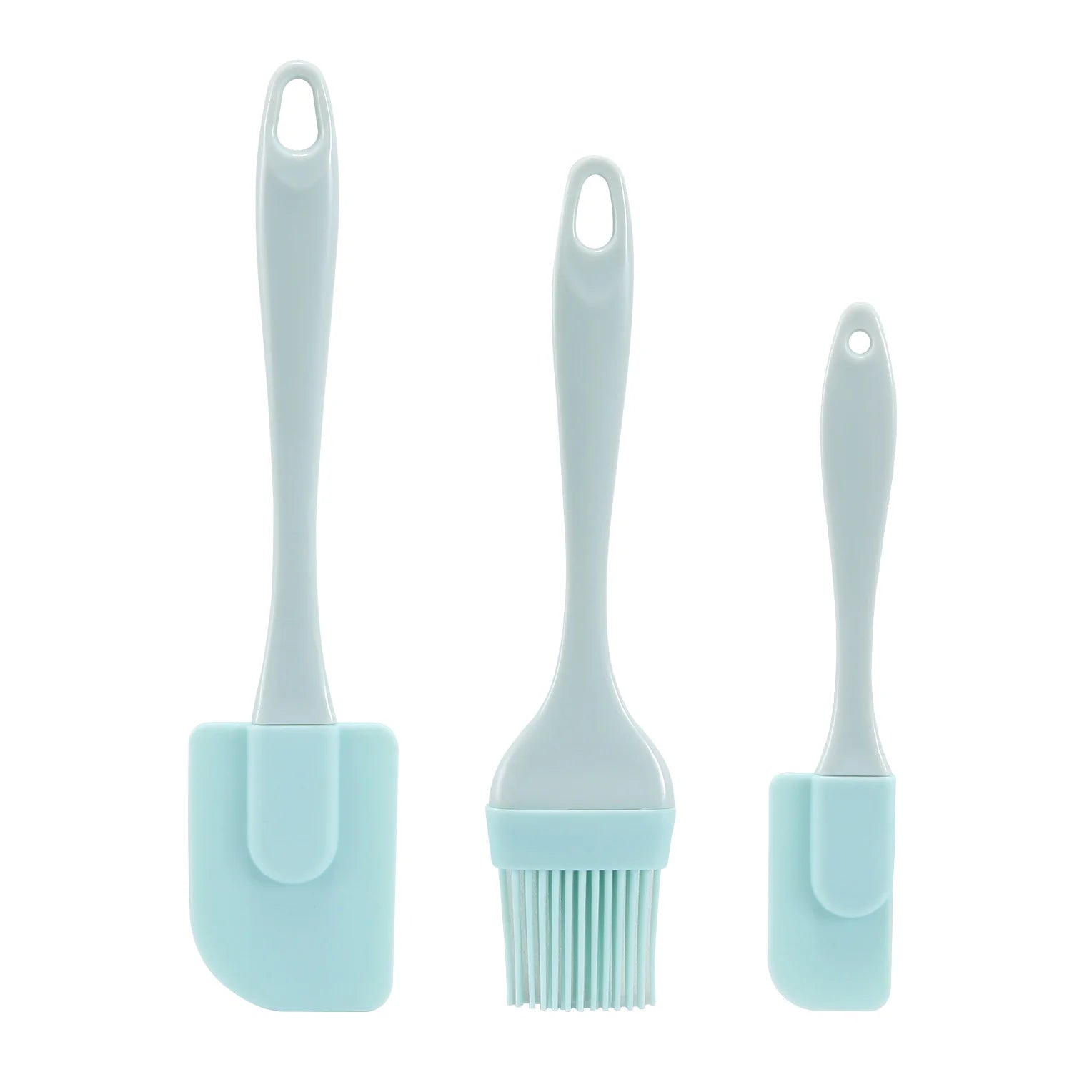 Green 3 pcs Silicone Cream Scrapers Spatulas