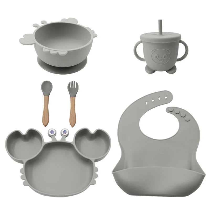 8-piece crab silicone bibs and bowl set