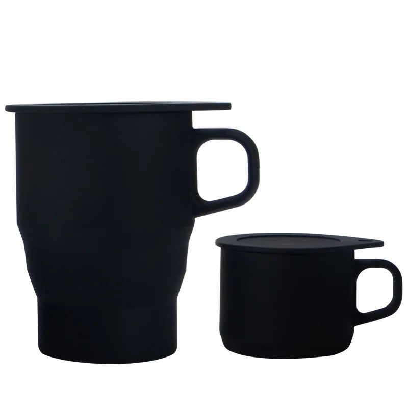 Black 300 ml Silicone Collapsible Cups For Traveling