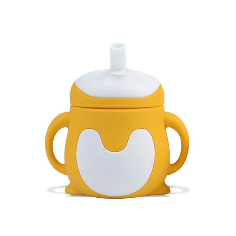 Yellow Cartoon Shaped Silicone Baby Feeding Cups