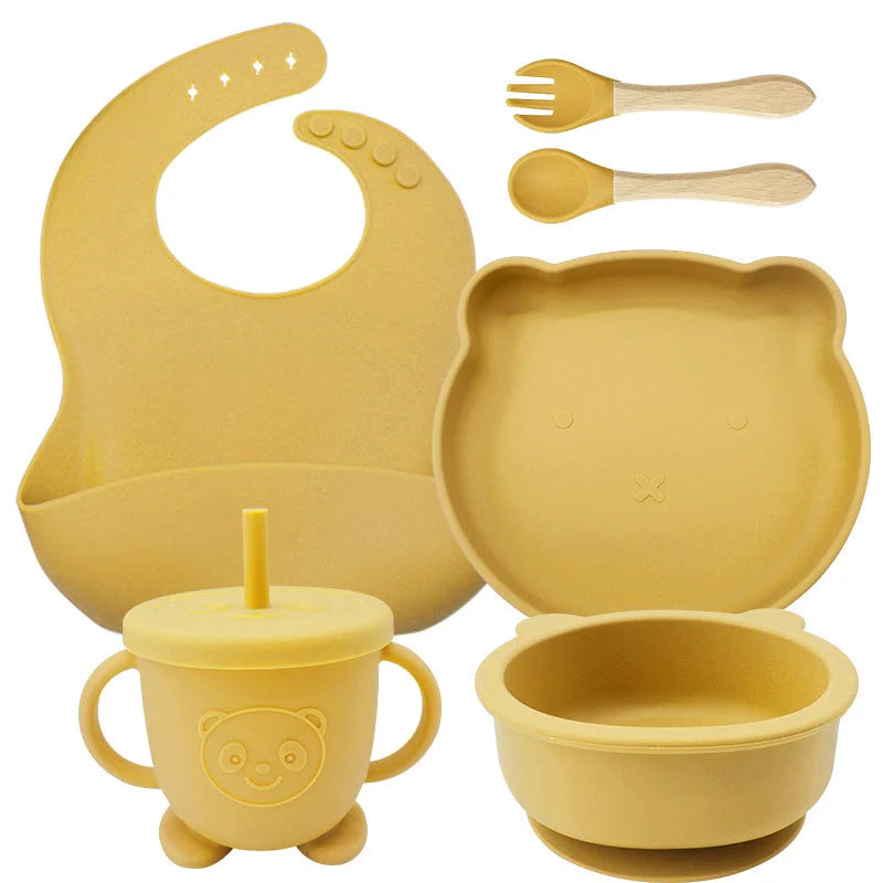 Gold 8-piece silicone baby bibs set