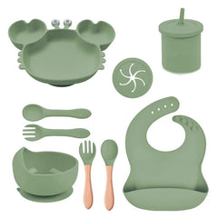 Green Silicone Baby Bibs and Bowl Set