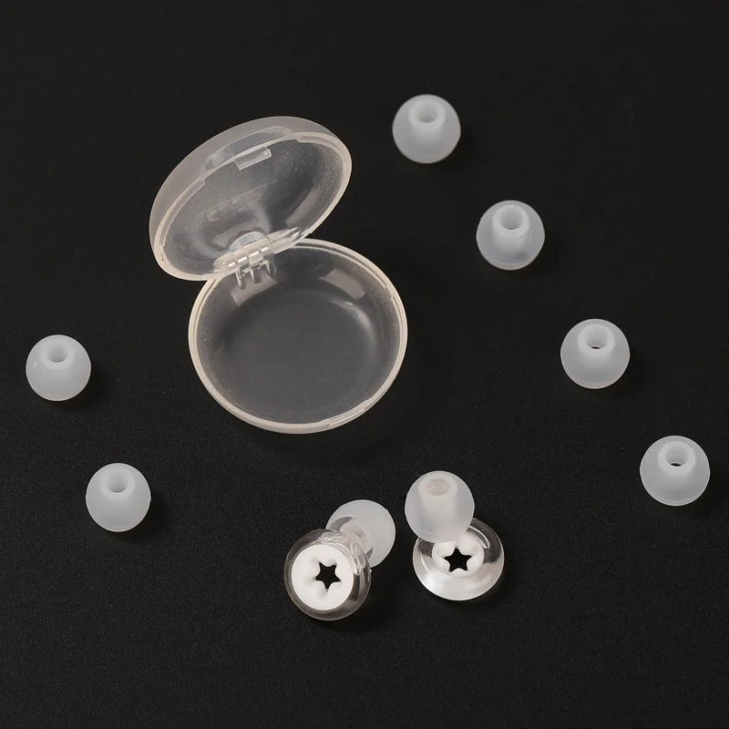 shiny White White 1 Pair Silicone Earplugs with Multiple Earcups