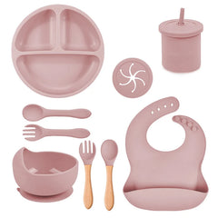 light brown Silicone Food-Grade Baby Feeding Set