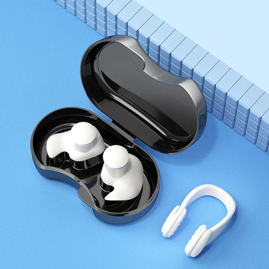 With nose clip White White Silicone Ear Plugs And Nose Clip Set