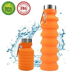 Orange Collapsible Silicone Water Bottle