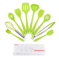 Green 10Pcs Silicone Cooking Utensils Set