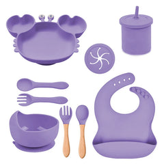 light purple Silicone Baby Bibs and Bowl Set