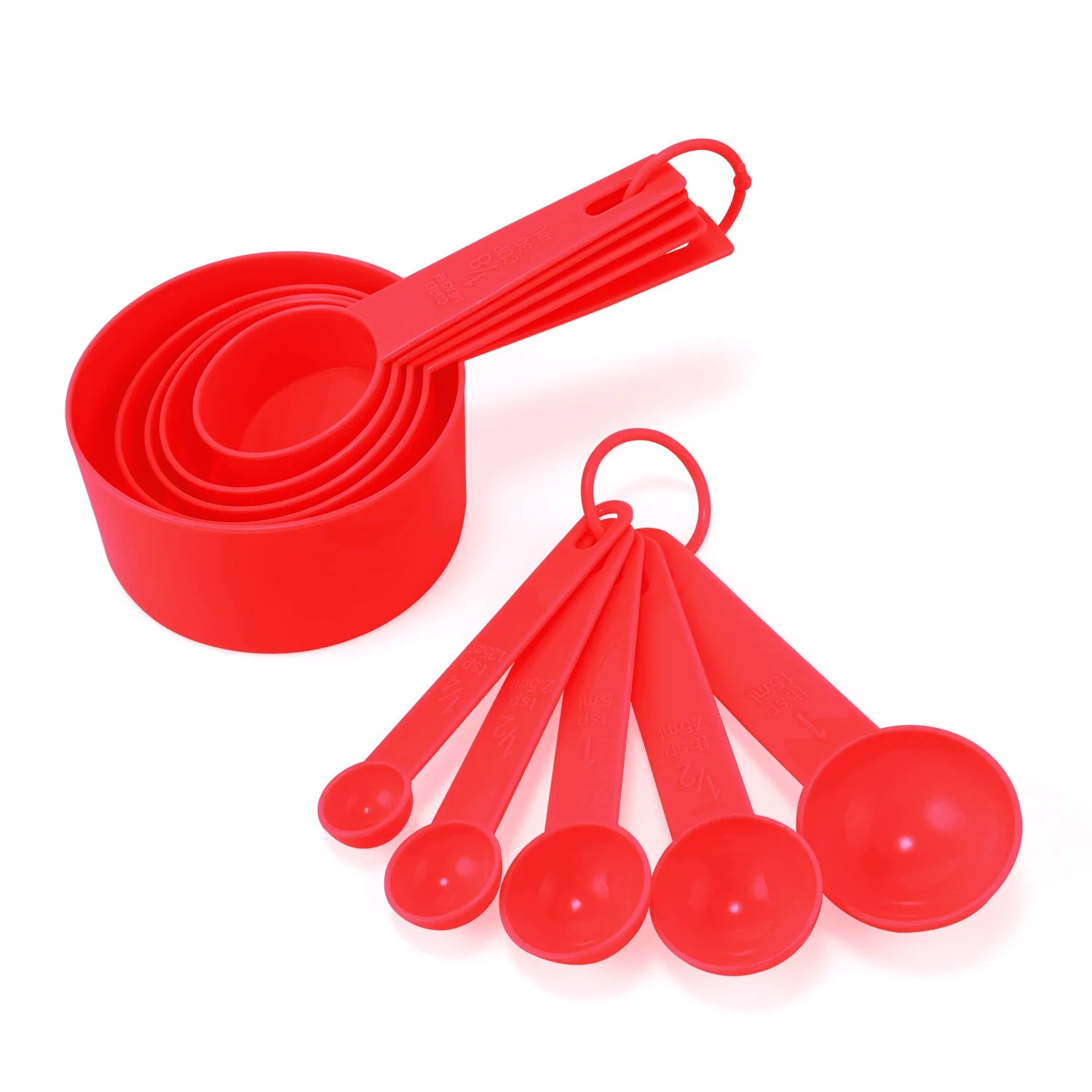 Red 10-Piece Measuring Silicone Spoons and Cups