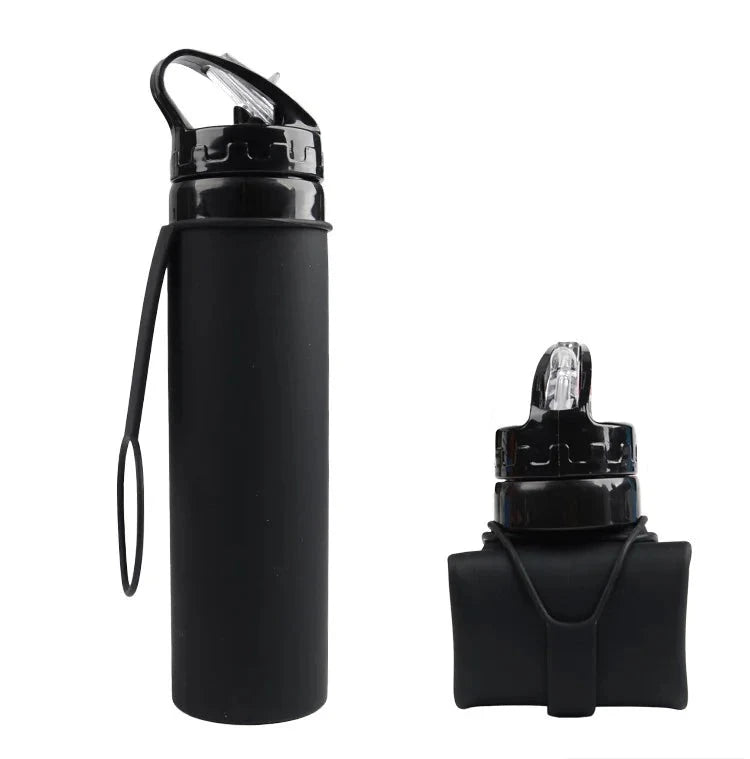 Black Silicone Travel Water Bottle