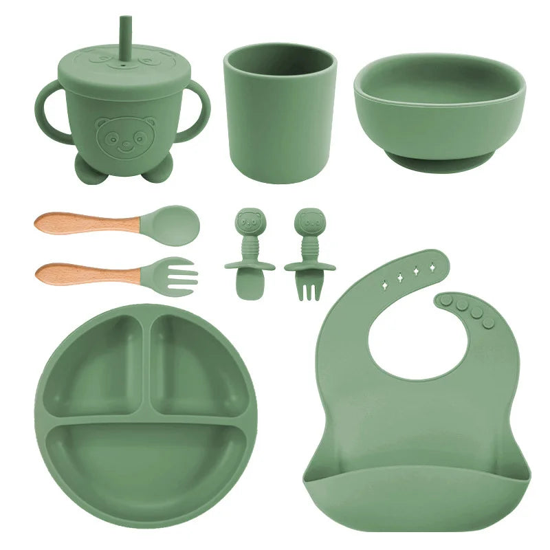 Green Baby Feeding Supplies Set