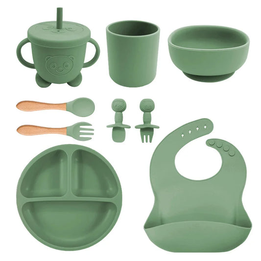 Matcha Green Baby Feeding Set | Silicone Baby Utensils