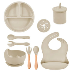 Beige Silicone Food-Grade Baby Feeding Set