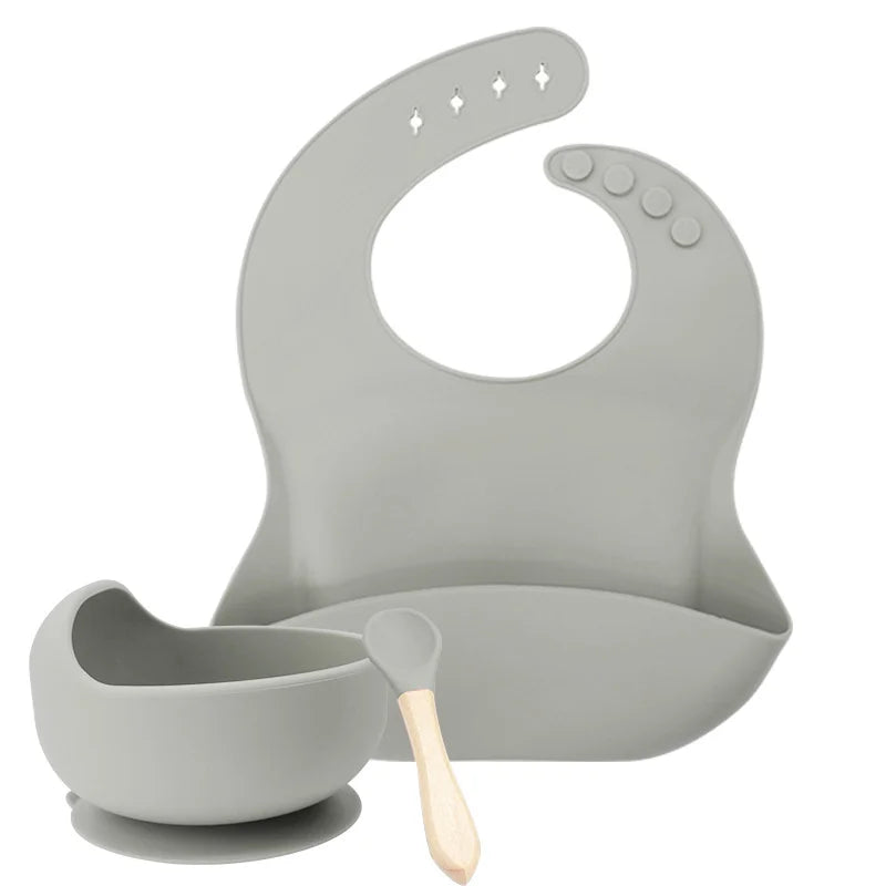 Grey 3-Piece Baby Feeding Set