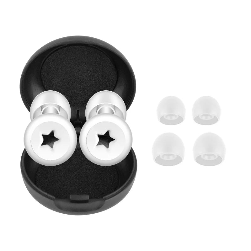 matte White White 1 Pair Silicone Earplugs with Multiple Earcups