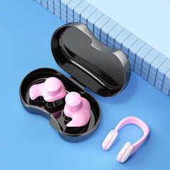 With nose clip White Pink Silicone Ear Plugs And Nose Clip Set