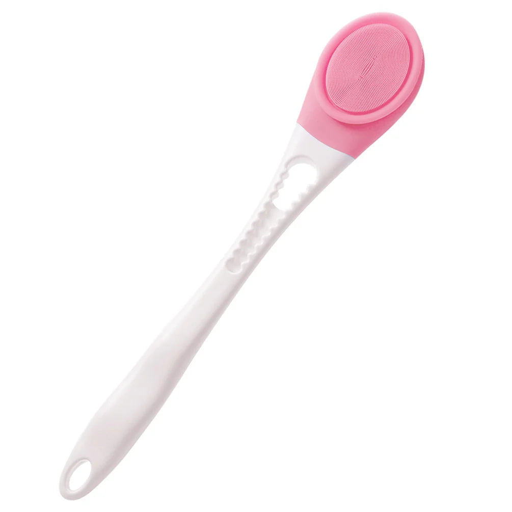 Pink Long-handled Silicone body scrubber