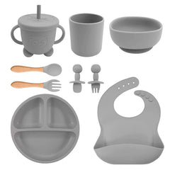 Gray Baby Feeding Supplies Set